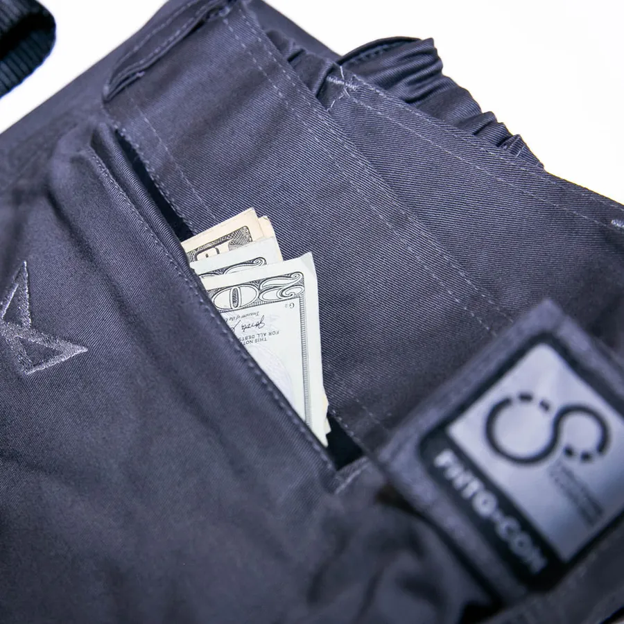 The same pocket open, with cash inside